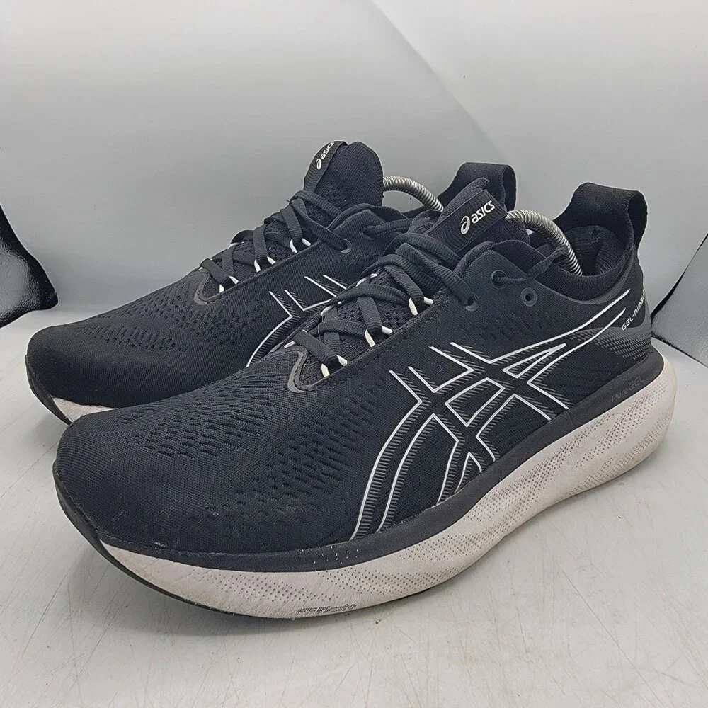 Asics Gel Nimbus 25 Mens Size 11 Running Shoes Black White Athletic Outdoors